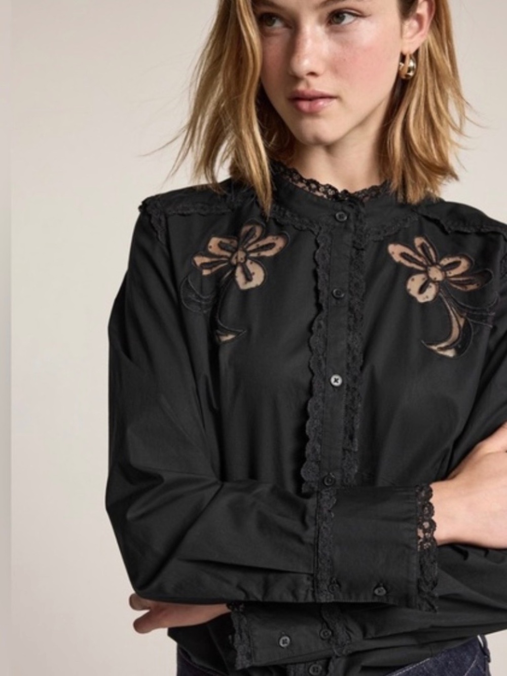 Anna Sui x Old Navy Button Down Appliqué Blouse Sz 2X
